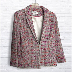Helene Berman London Plaid Jacket Tweed Multicolor Womens Size 10 Fringe Edging